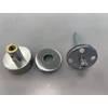 Kép 2/2 - Lapos kör alakú egyenes nyakú gomb, fix, INOX, kerek címmel 4 rögzítési ponttal ZAG-S9167