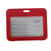 Műanyag kártyatartó tok színes szegéllyel - fekvő - piros CH-001H-rd