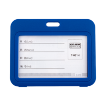 Műanyag kártyatartó tok színes szegéllyel - fekvő - kék CH-001H-bl
