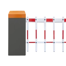 Szervo motoros sorompó - ipari helyekre - 4,5m alsó rácsos kar - narancs-szürke sorompótesttel - balos BXB-S18CB02I-or-2F4.5-L