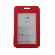 Műanyag kártyatartó tok színes szegéllyel - álló - piros CH-001V-rd