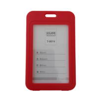 Műanyag kártyatartó tok színes szegéllyel - álló - piros CH-001V-rd
