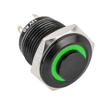 Nyomógomb fekete (piros-zöld színű LED-el) PB-16-NO-bk(LED)-rdgn