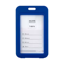 Műanyag kártyatartó tok színes szegéllyel - álló - kék CH-001V-bl