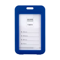 Műanyag kártyatartó tok színes szegéllyel - álló - kék CH-001V-bl