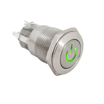 Nyomólapkás bistabil kapcsoló LED NO/NC - 19mm - piros/zöld - cseppálló (IP65) PB-19L-NONC-rdgn