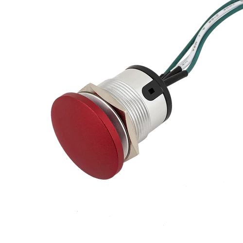 Lapos gomba alakú nyomógomb pajzs nélkül - NO/NC - piros M3-rd