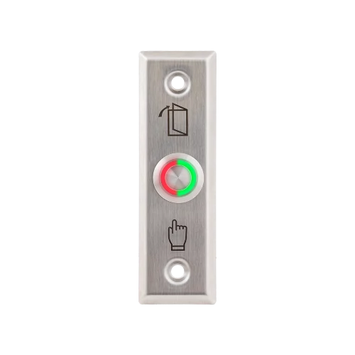 Kimagasló felületű nyomógomb 91 x 28 mm-es INOX pajzzsal - NO - LED piros-zöld - cseppálló PBK-811A(LED)-rdgn